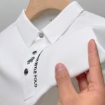 Ice Silk Embroidery Polo Shirt 2023 New Summer Lapel Elasticity T-shirt Gallery Image