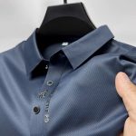 Ice Silk Embroidery Polo Shirt 2023 New Summer Lapel Elasticity T-shirt Gallery Image