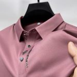 Ice Silk Embroidery Polo Shirt 2023 New Summer Lapel Elasticity T-shirt Gallery Image