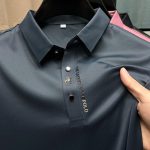 Ice Silk Embroidery Polo Shirt 2023 New Summer Lapel Elasticity T-shirt Gallery Image